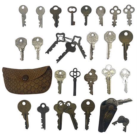 Collection of Vintage Keys & Key Pouches