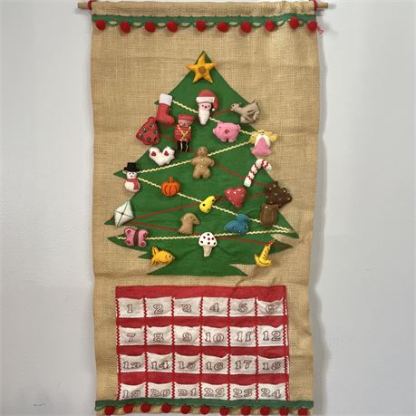 Vtg Fabric Christmas Advent Calendar
