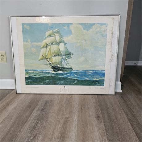 1947 Framed print of the USS Constitution painted by William James Aylward