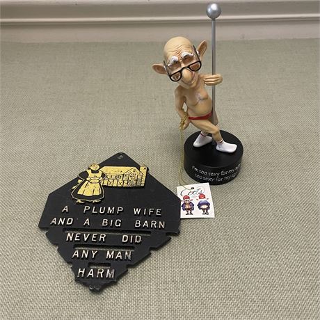 Novelty Humorous Metal Trivet & Figurine