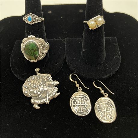 925 Sterling Silver Rings, Earrings & Brooch
