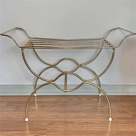 Vtg Hollywood Regency Gold Toned Vanity Stool