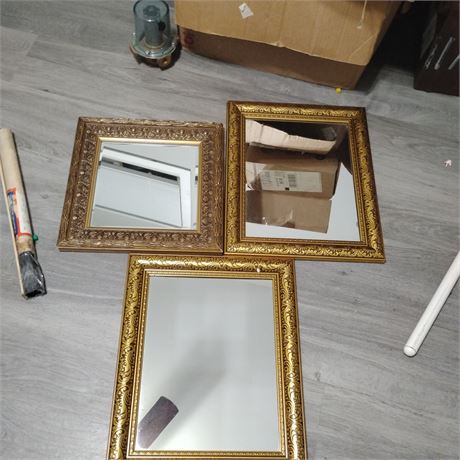 2 Mirrors 14 in w x 17 in h  1 Mirror 13 1/2 in w x 14 in h