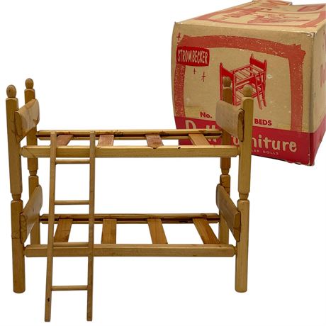 Vtg Strombecker Doll Bunk Beds w/ Ladder & Original Box