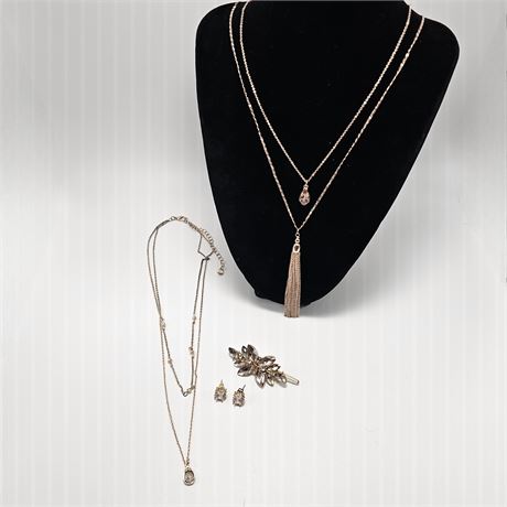 Rose Gold Fashion Necklaces, Hair Clip & Earrings