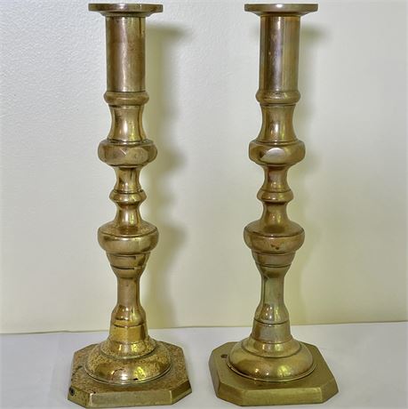 Pair of Vtg Heavy Brass Candle Sticks