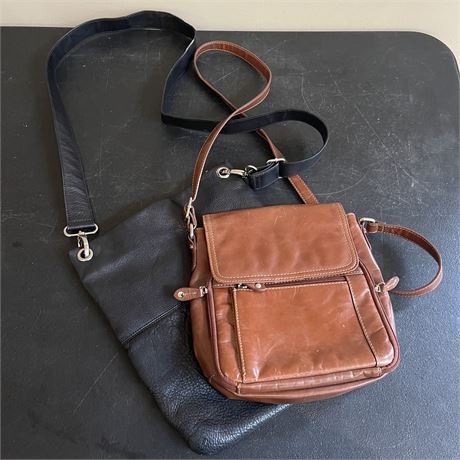 Pair of Leather Handbags (Brown and Black)
