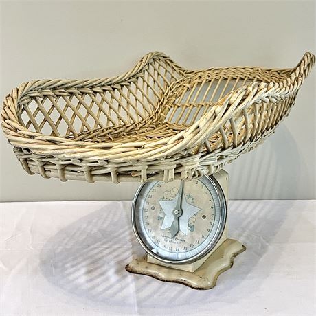 Antique Wicker Basket Baby Scale
