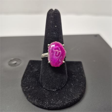 Sterling & Pink Agate Ring