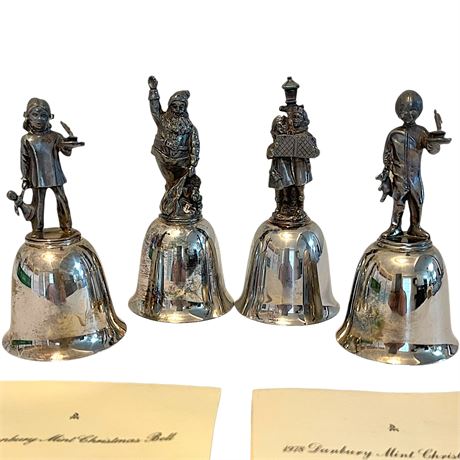 1976-1979 The Danbury Mint Silver Plated Christmas Bells