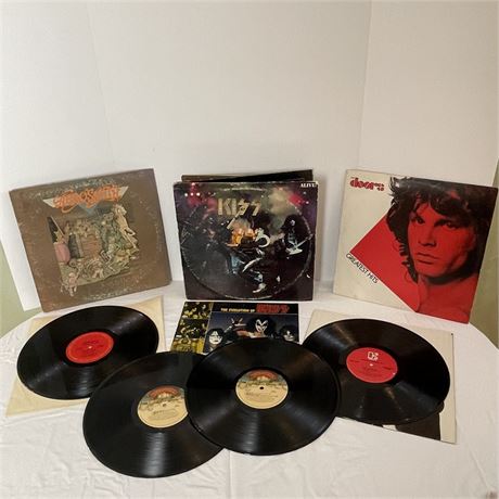 Classic Rock Kiss, Aerosmith, and The Doors Vinyl Records