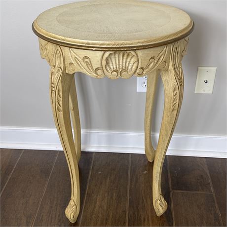 Vtg French Louis XV Style Carved Wood Side Table