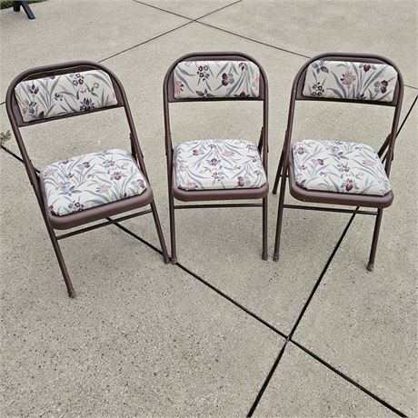 3 Padded Metal Folding Chairs
