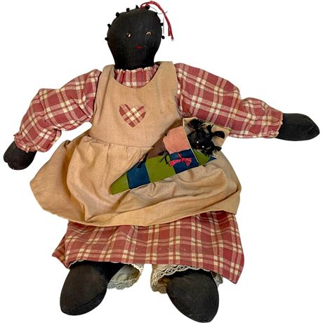 Vtg Black Americana Mammy and Baby Rag Doll