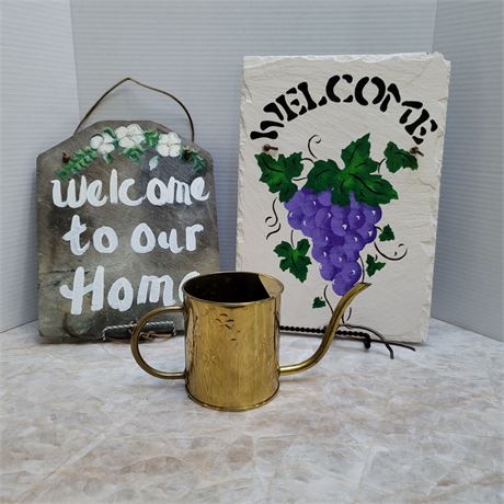 Painted Wall Plaques and water can