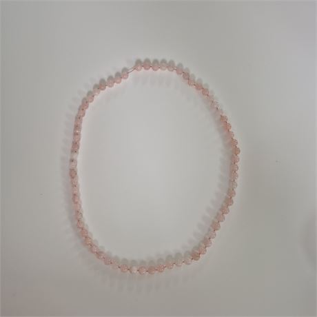 Vtg Rose Quartz 30" Beaded Necklace Hand‑Strung Gemstone Strand