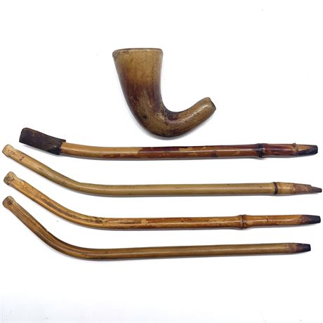 Collection of Interchangeable Pipe Stems with Tobacco Bowl