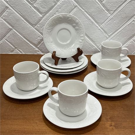 Gibson Embossed Fruit Pattern (4) Cups and Saucers w/ a Few Replacement Dishes
