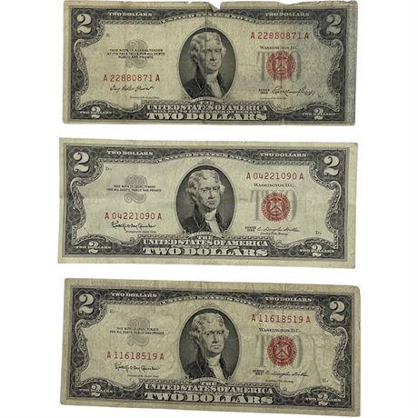 1953 & 1963 Red Seal Two Dollar Legal Tender Bank Notes