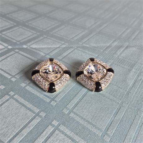 Vtg Swarovski Earrings Signed