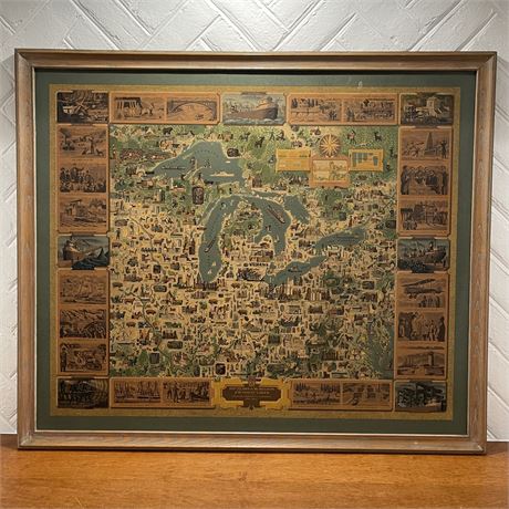Framed Great Lakes Historical Map - Oglebay, Norton & Company