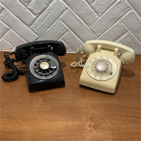 Western Electric Bell System Rotary Phones (Black and Ivory)