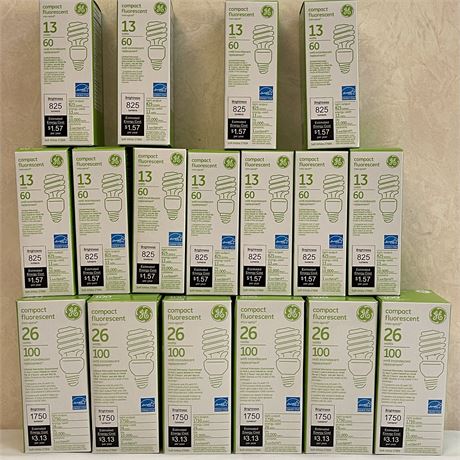 GE Mini-Spiral 60W & 100W Compact Fluorescent Light Bulbs