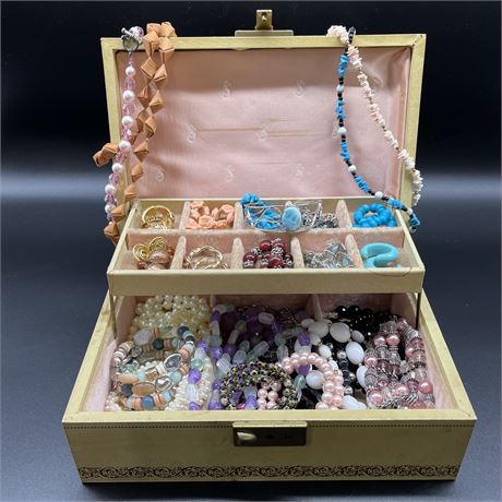 Great Quantity of Costume Jewelry in Jewelry Box