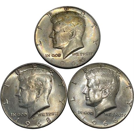 '66 & '68 Kennedy 40% Silver Half Dollar Coins