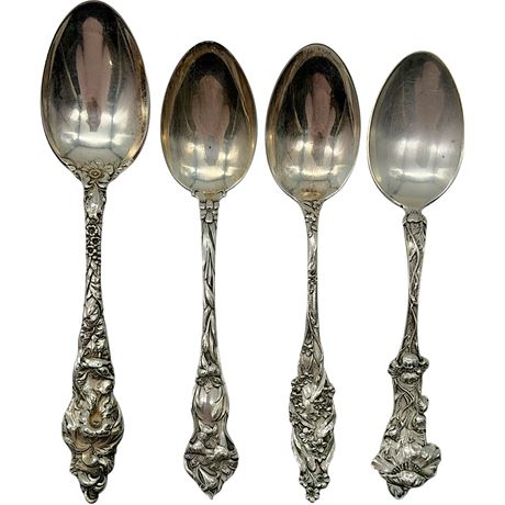 925 Sterling Silver Ornate Floral Relief Spoons