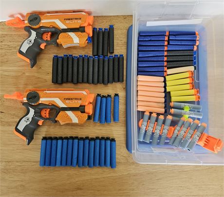2 NERF N-Strike Elite Firestrike Blasters w/Light Beam Targeting& Plenty of Ammo