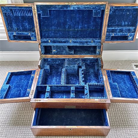 Large Velvet Lined Sterling Silver Flatware Chest - No Key