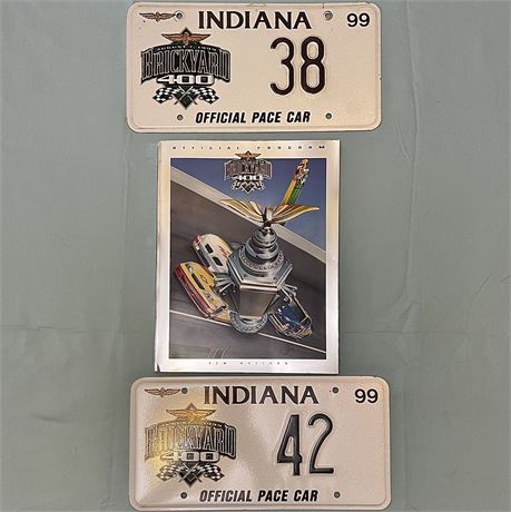 Brickyard 400 Indiana 42 & 38 Official Pace Car License Plates & Program