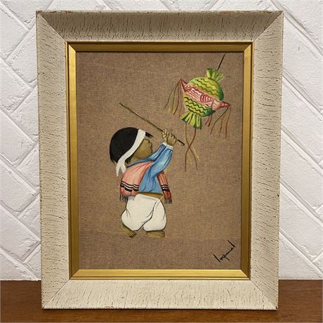 Signed "Imperial" Mexican Folk Art Framed Painting