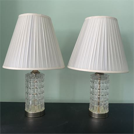 Pair of Block Glass Table Lamps