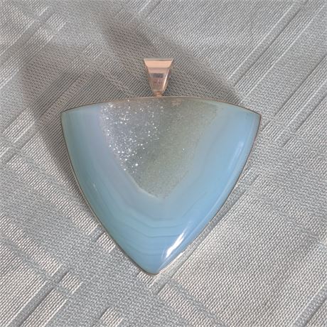 Sterling Wrapped Druzy Agate Pendant