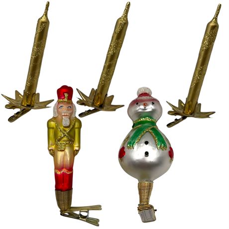 (5) Blown Glass Clip-On Ornaments