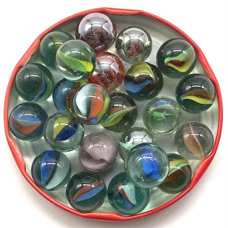 Collection of Vintage Multicolored Cat Eye Marbles