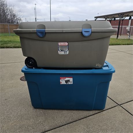 2 Large Rolling Totes w/ Lids