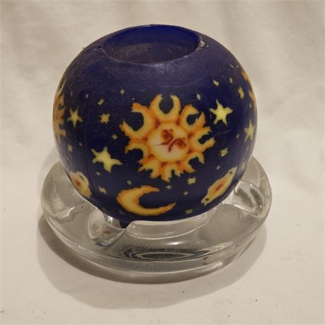 Blue Round Décor Candle