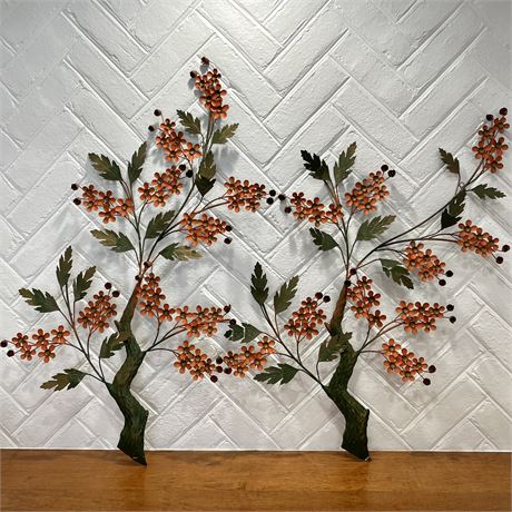 Pair of Metal Floral Wall Hangings