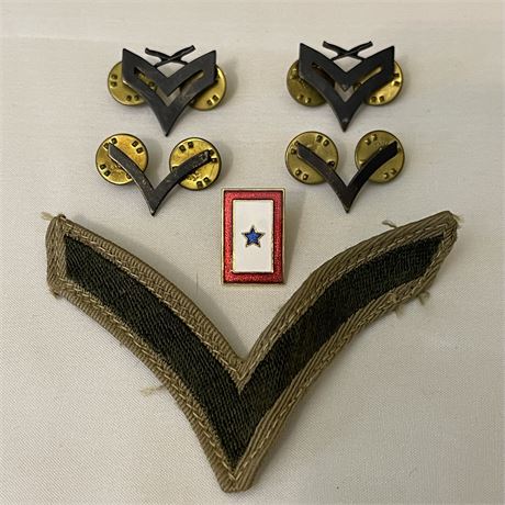 US Army Rank Pins & Patch w/ Son-In-Service Pin