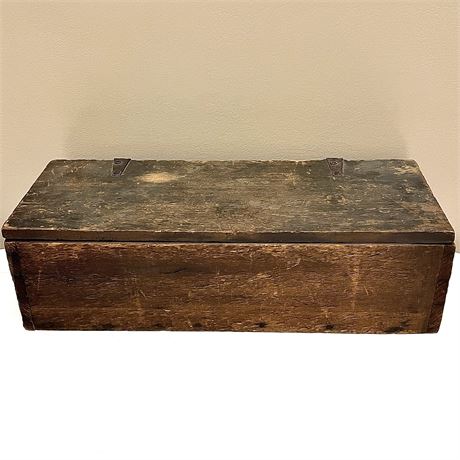 Old Rustic Wood Box with Hinged Lid