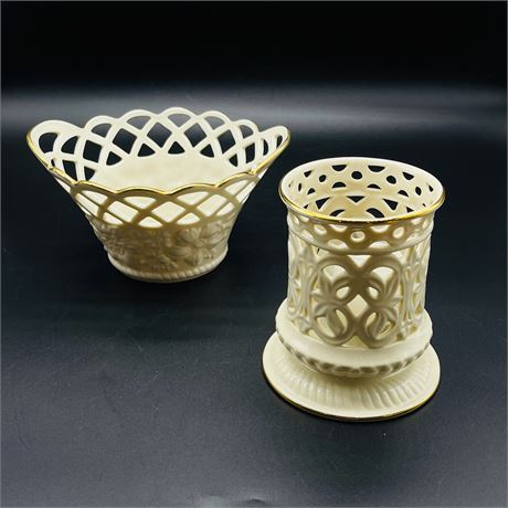 Lenox Fine Porcelain Golden Meadows Basket & Versailles Illuminations