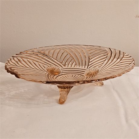 Anchor Hocking Depression Glass 1940's Footed Bowl w/Prismatic Swirl