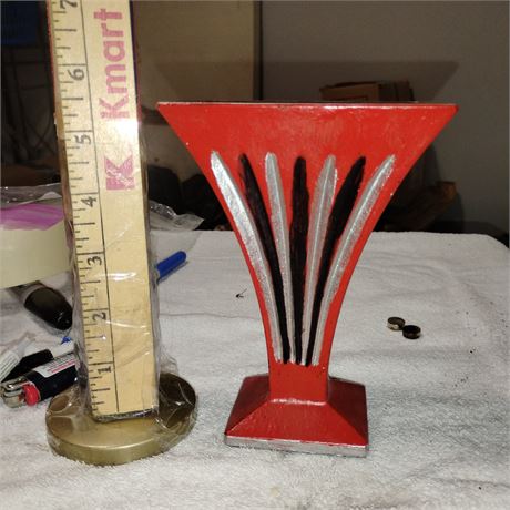 Red and silver decorative vase