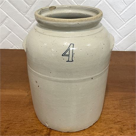 Antique Stoneware 4 Gallon Salt Glazed Crock