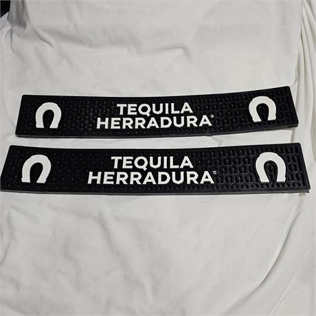 Rubber bar mats featuring the "TEQUILA HERRADURA" brand name and its iconic hor