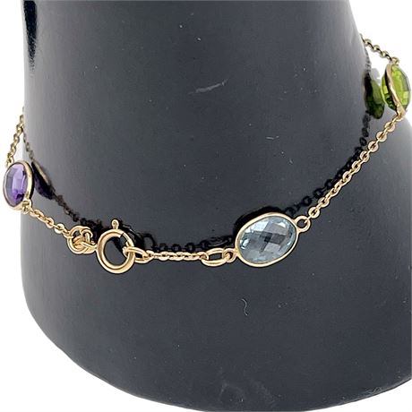 14K Yellow Gold Multi-Gemstone Bracelet