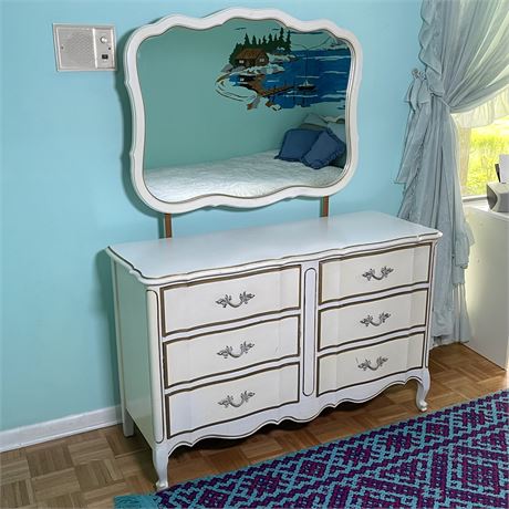 Mid Century Dixie 6-Drawer French Provincial Dresser with Mirror